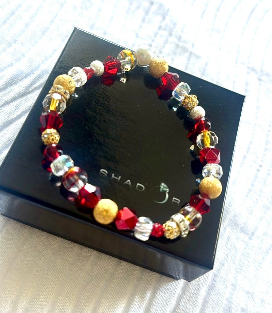 Kansas City Chiefs Inspired Red & Gold Beaded Stretch Bracelet – Game Day Jewelry