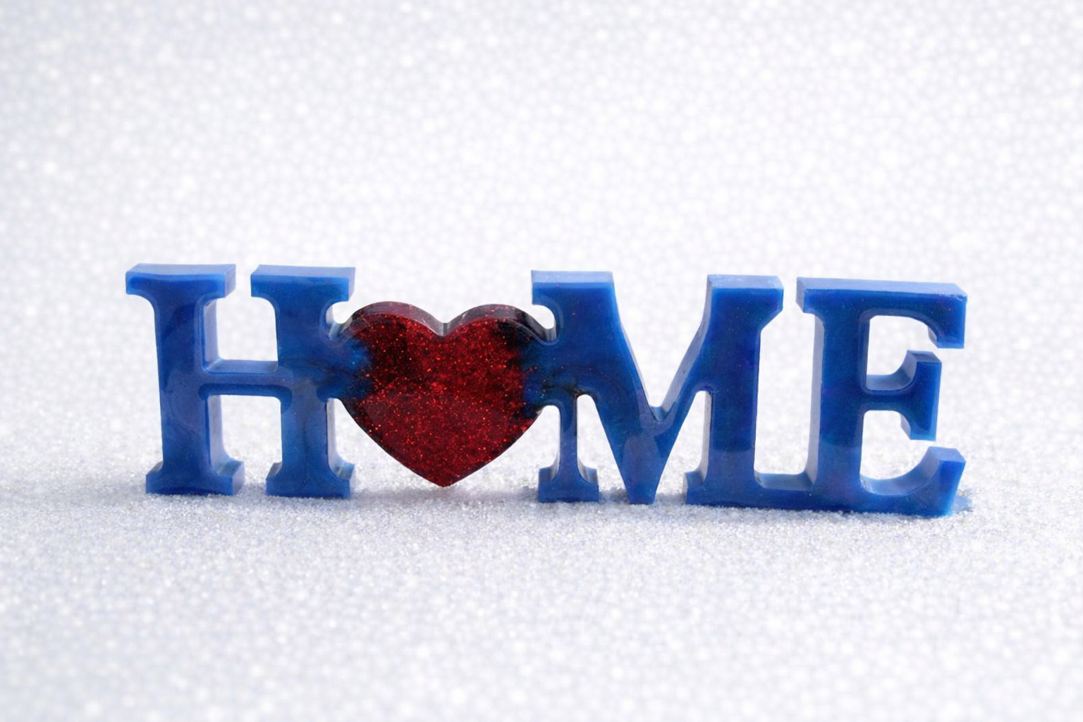 Home Resin Decor with Red Glitter Heart