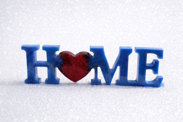 Home Resin Decor with Red Glitter Heart