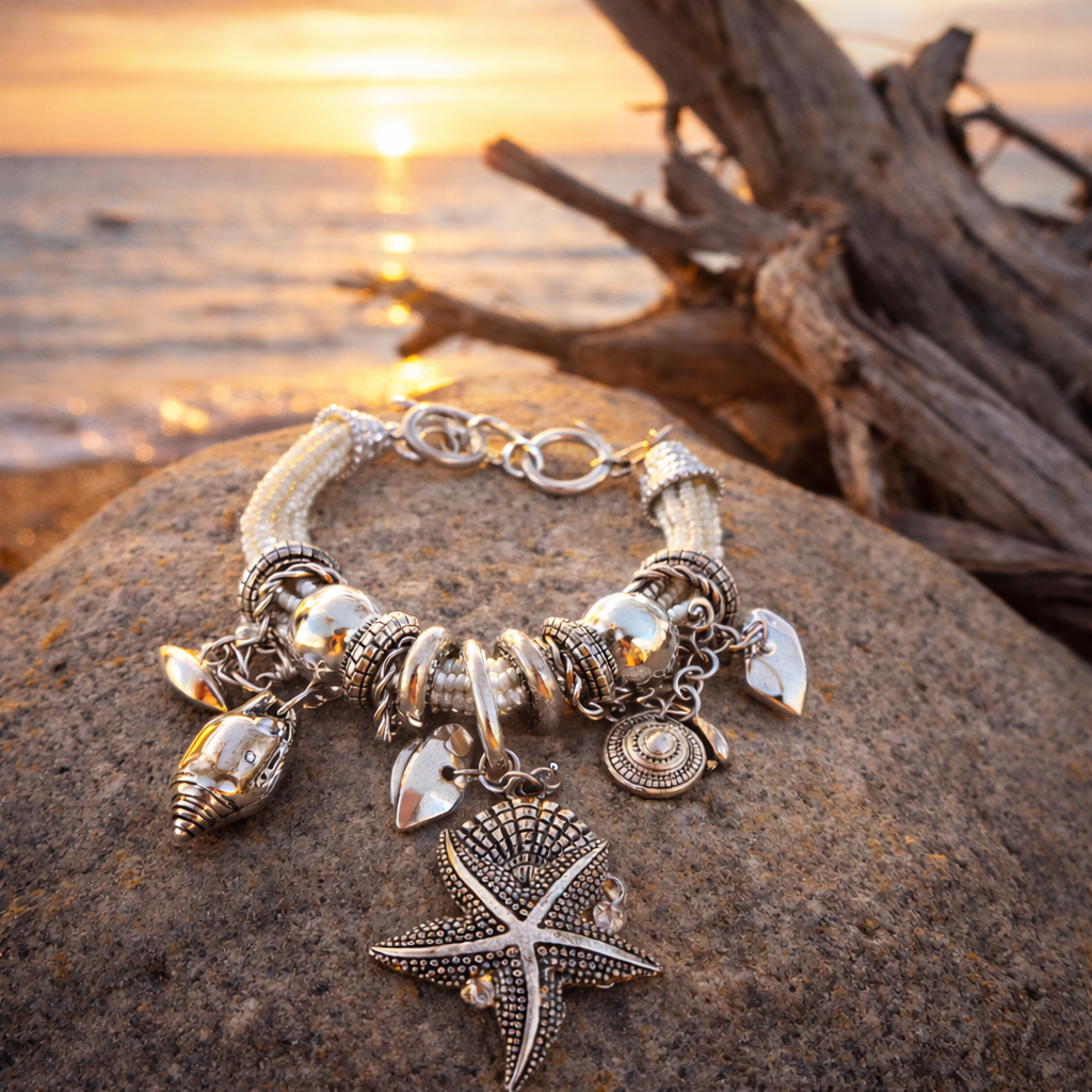 Coastal Starfish Charm Statement Bracelet