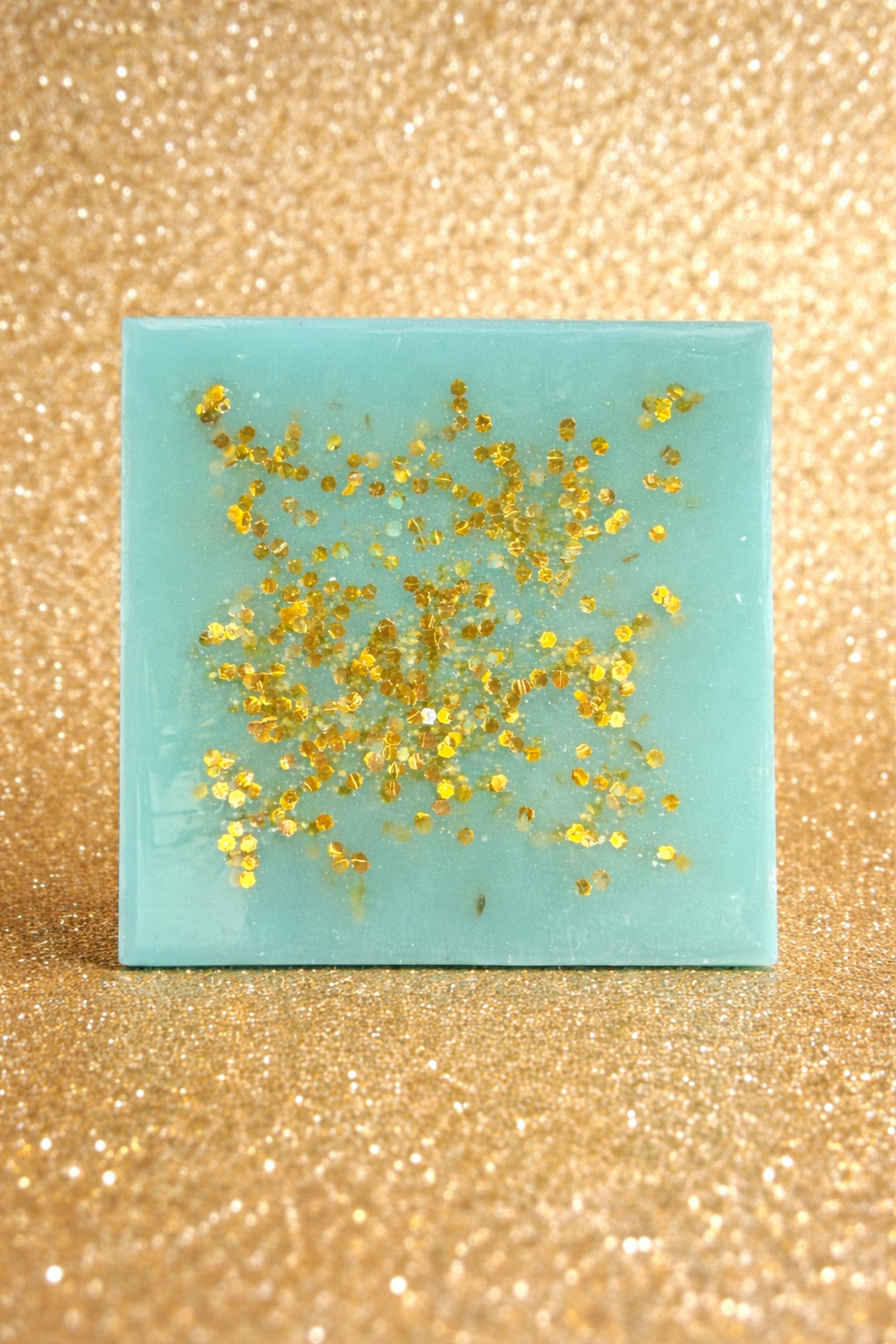Teal & Gold Glitter Resin Coaster / Display Piece