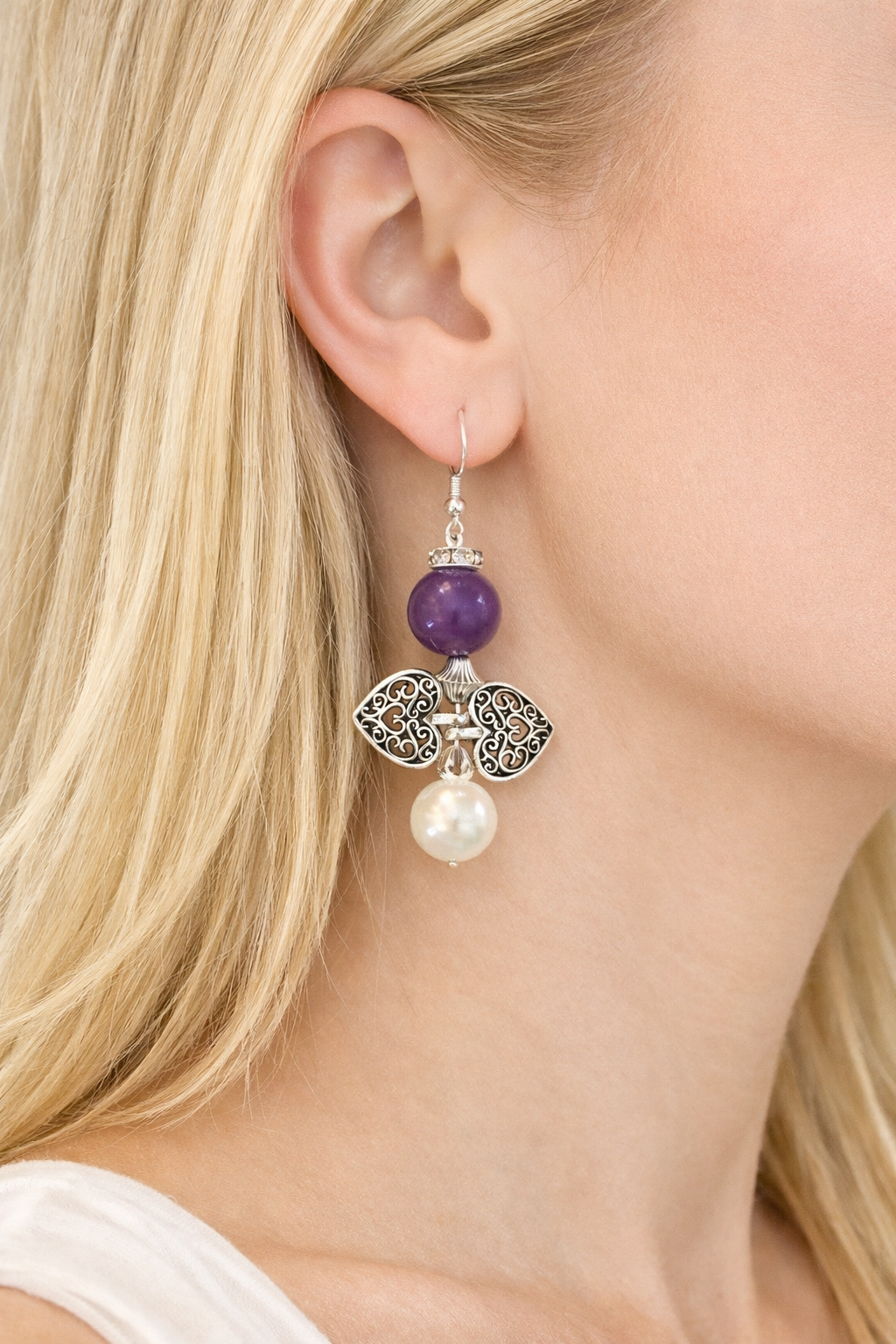 Purple Angel Drop Earrings