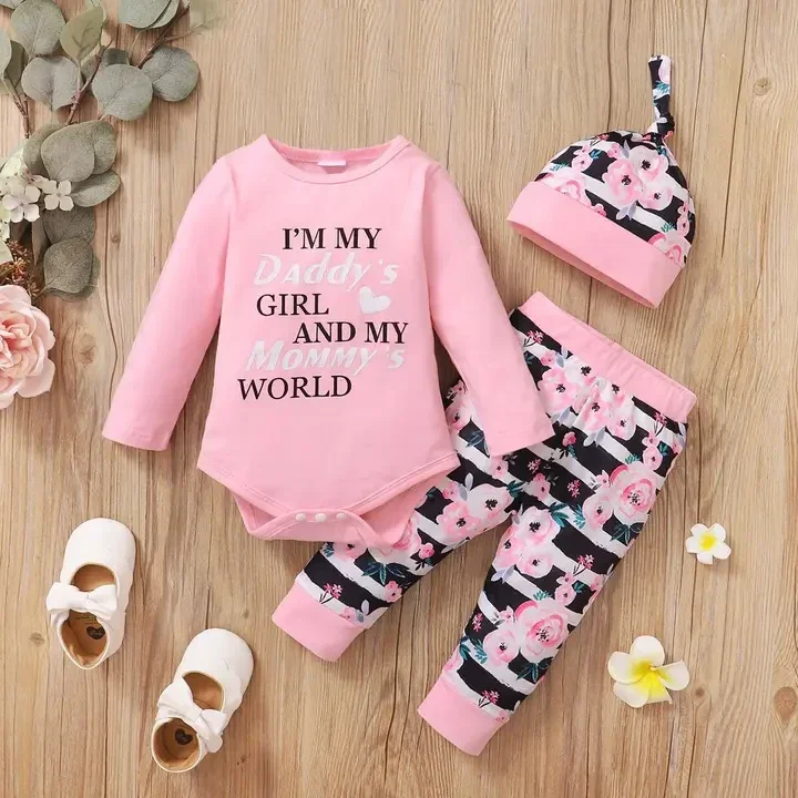 Baby Girl Outfit – “Daddy’s Girl, Mommy’s World” 3-Piece Set