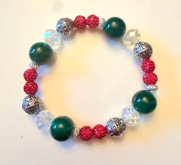 Holly Berry Sparkle Bracelet with Filigree Silver Accents