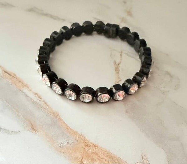 Black Crystal Glam Stretch Bracelet