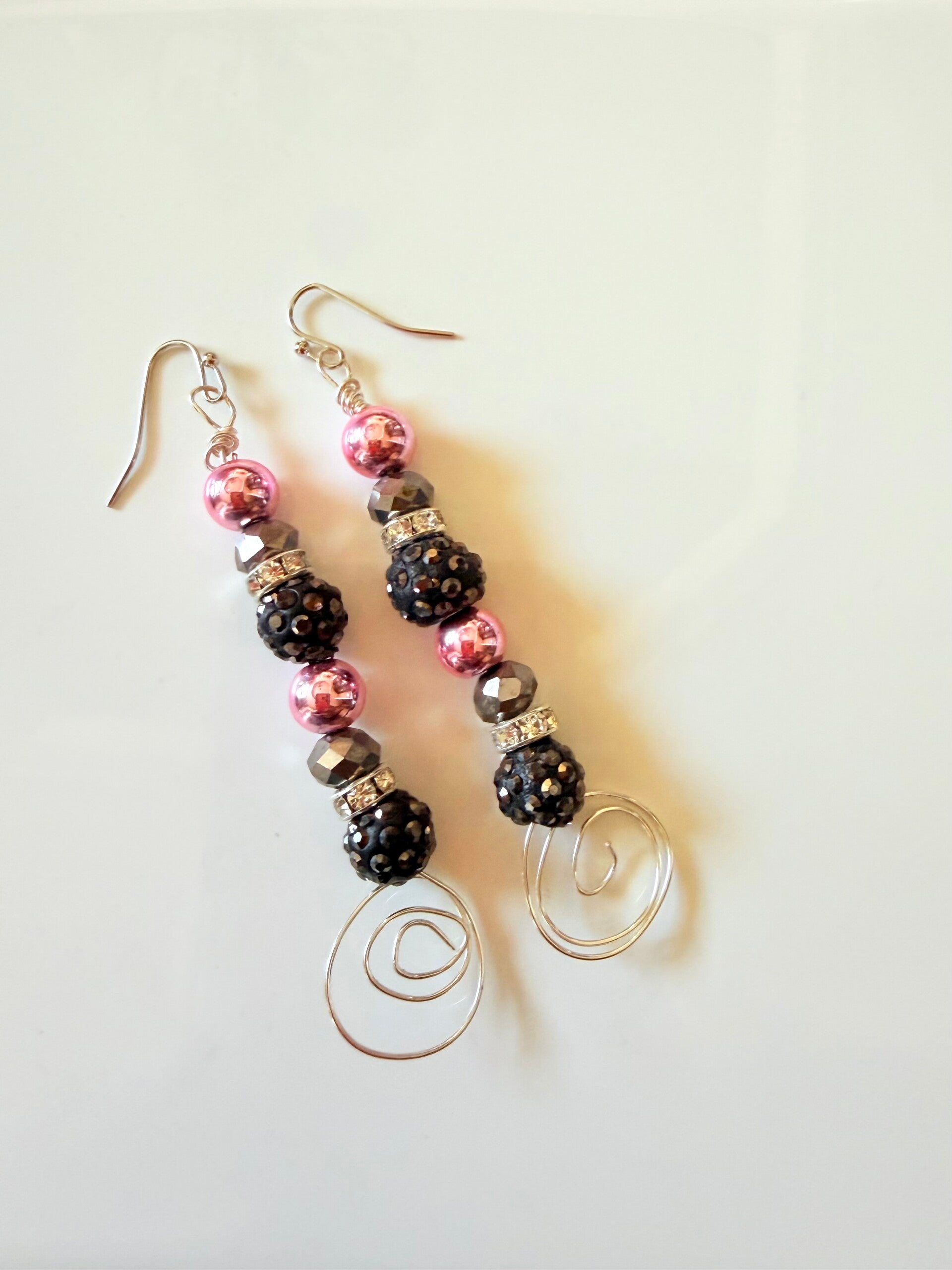 Pink Glam Swirl Statement Earrings