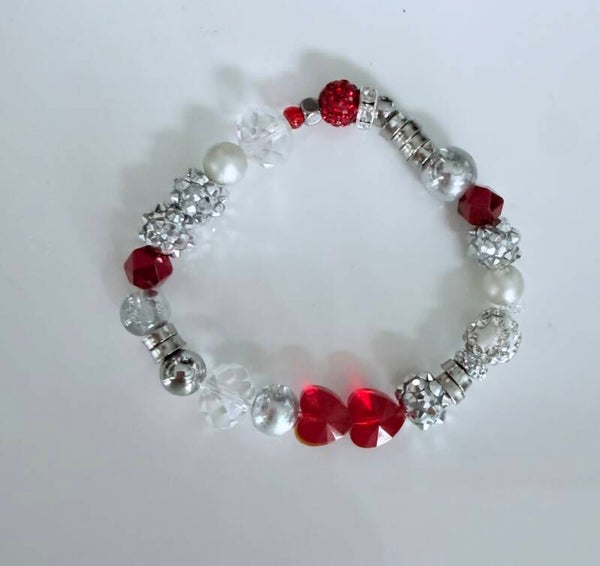Ruby Heart Sparkle Stretch Bracelet