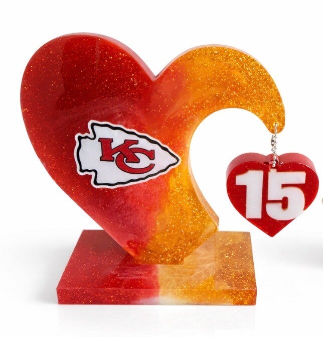 Kansas City Chiefs Heart Resin Decor with #15 Charm