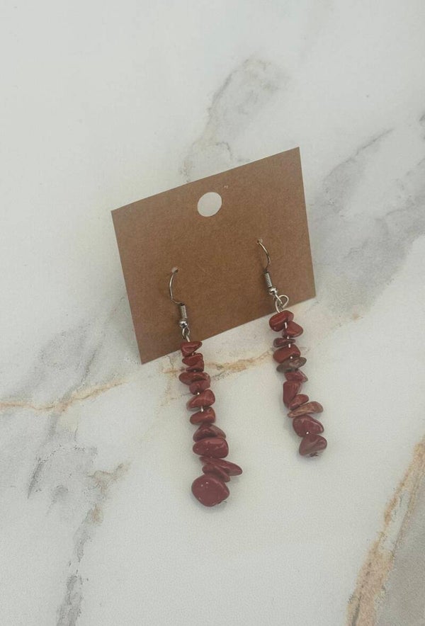 Red Jasper Chip Dangle Earrings