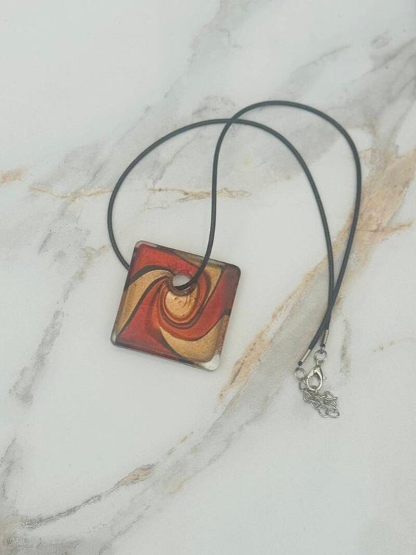 Abstract Swirl Glass Pendant Necklace