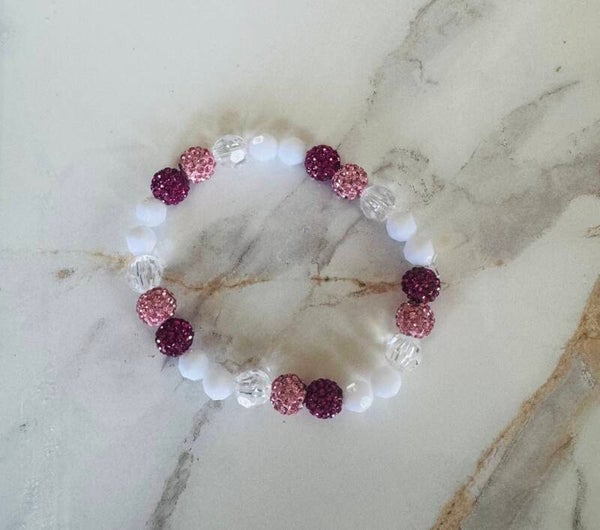 Sparkling Pink and White Beaded Bracelet