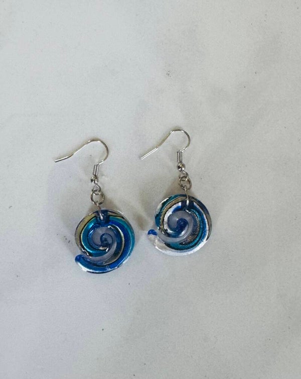 Blue Swirl Glass Drop Earrings