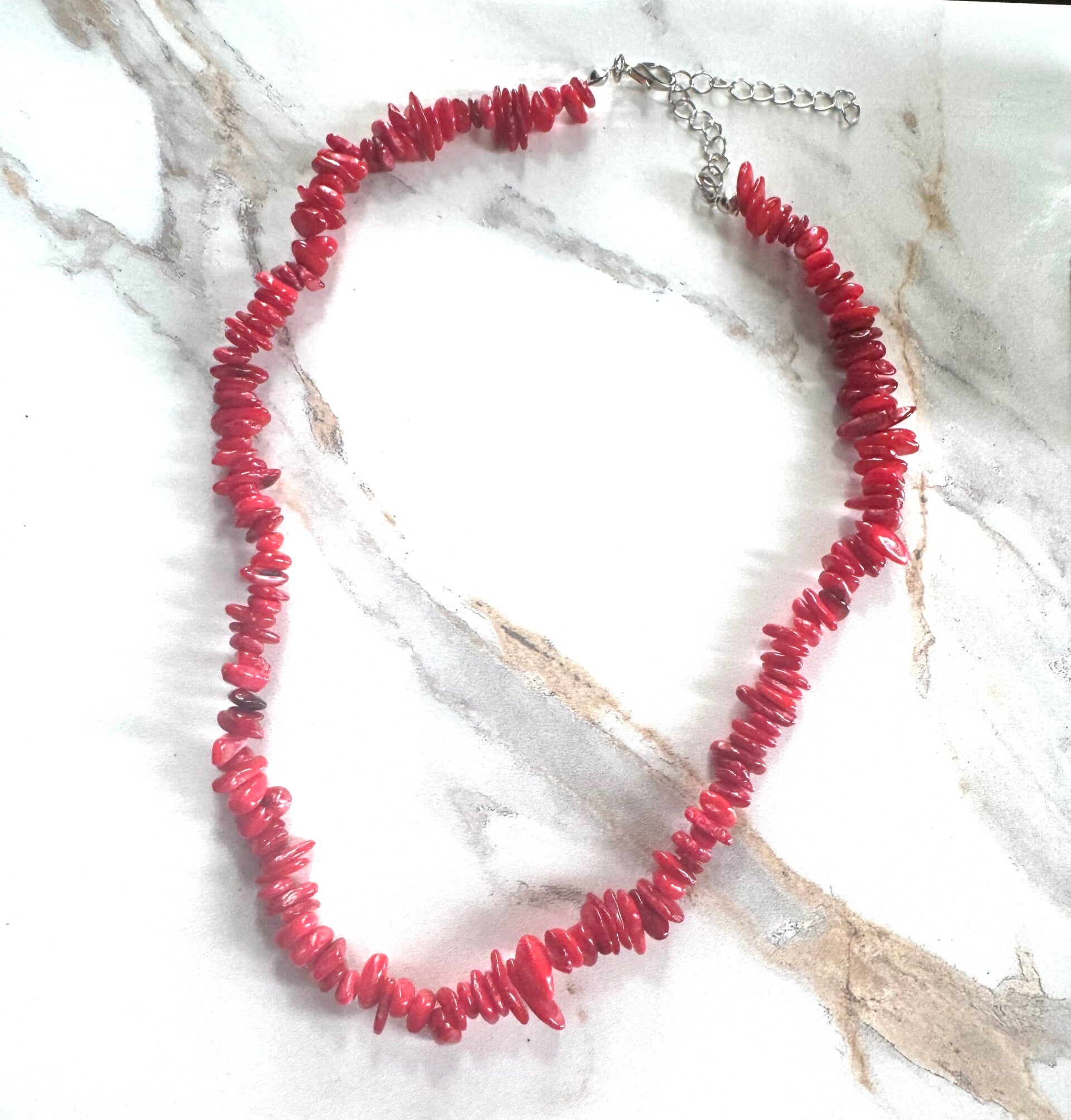 Radiant Red Coral Chip Necklace