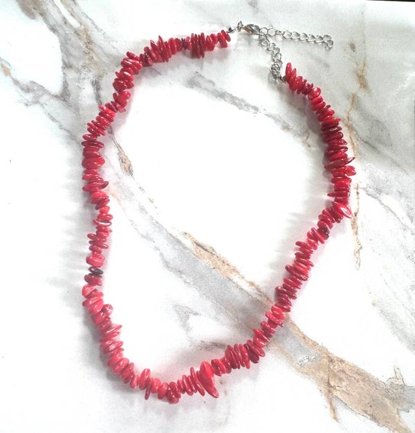 Radiant Red Coral Chip Necklace
