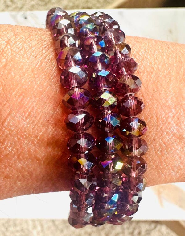 Amethyst Purple Crystal Stretch Bracelet