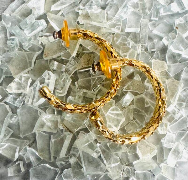 Shimmering Twisted Gold-Tone Hoop Earrings