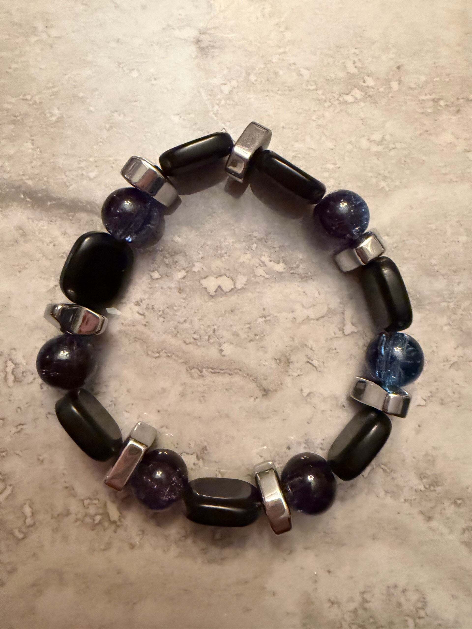 Men’s Blue Glass & Hematite Bracelet
