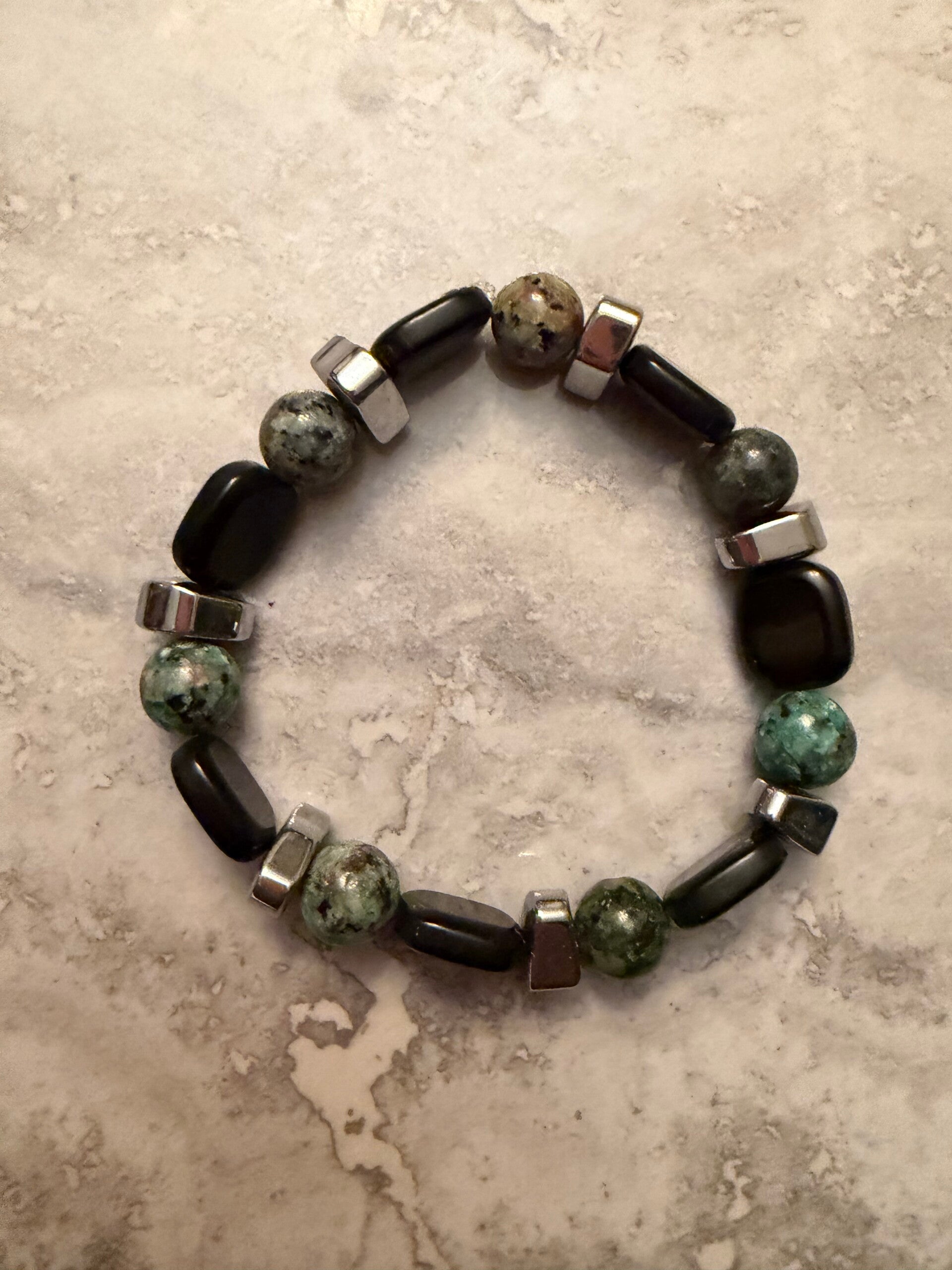 Men’s Jasper & Hematite Stone Bracelet