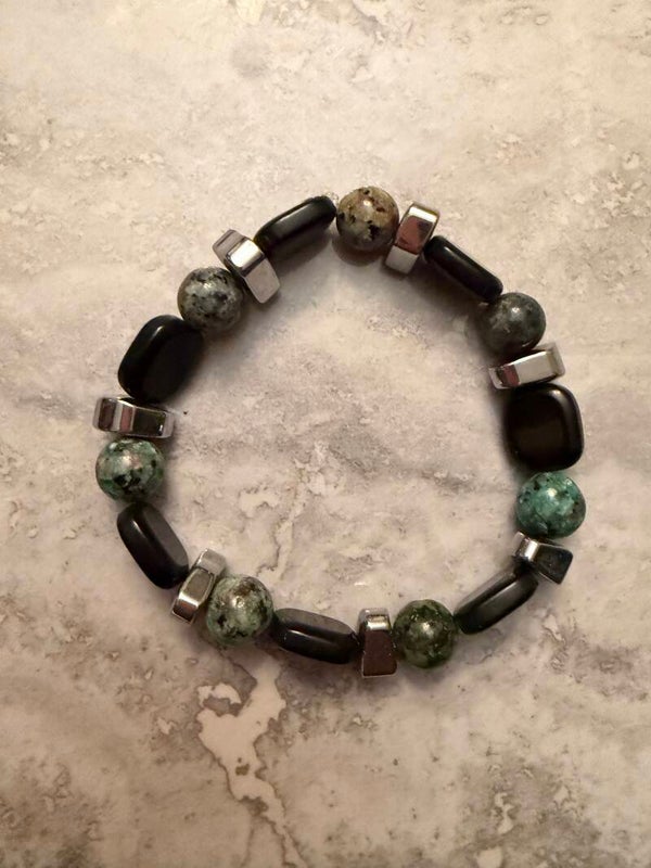 Men’s Jasper & Hematite Stone Bracelet