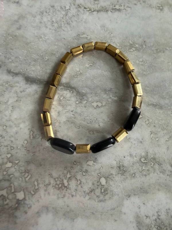 Golden Obsidian Geometric Bracelet