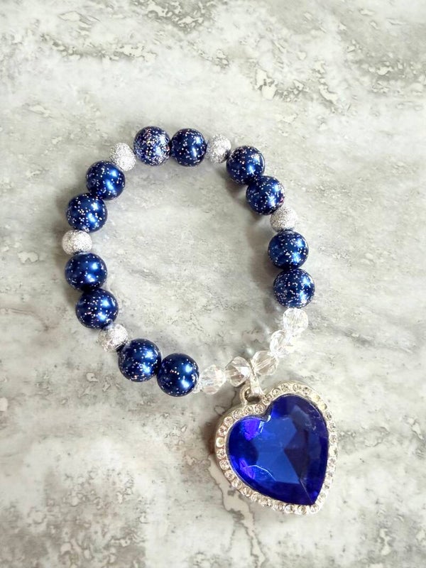 💙 True Blue Heart Charm Bracelet