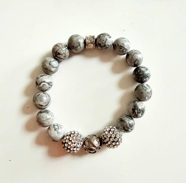 Silver Glam Matte Stone Bracelet