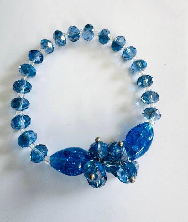 Sparkling Blue Crystal Beaded Stretch Bracelet