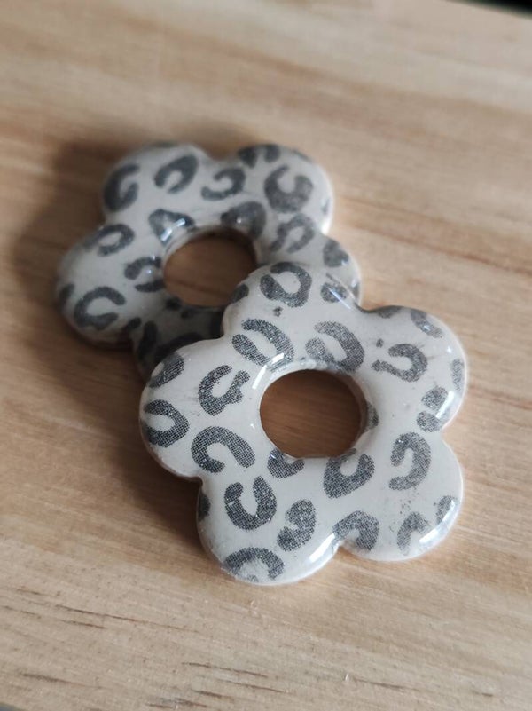 Pampilles pâte polymère leopard nude