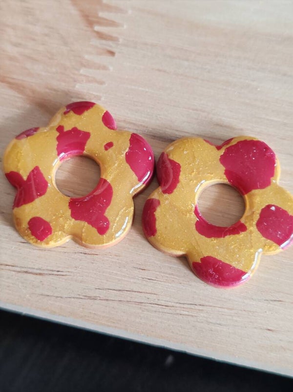 Pampilles pâte polymère or et bordeaux