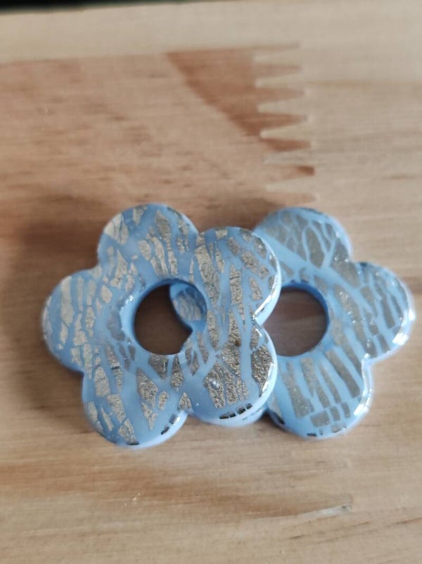 Pampilles pâte polymère bleu pâle et argent