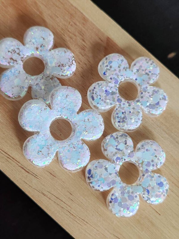 Pampilles pailletées blanc reflet rose