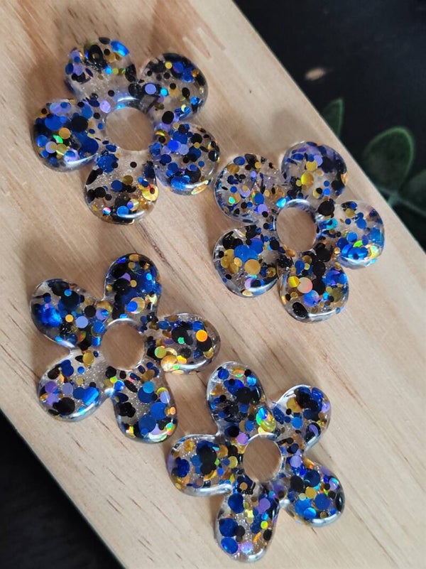 Pampilles pailletées or et bleu