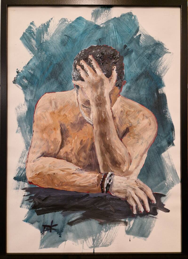 'consider m 1/2' acryl op papier 70*50