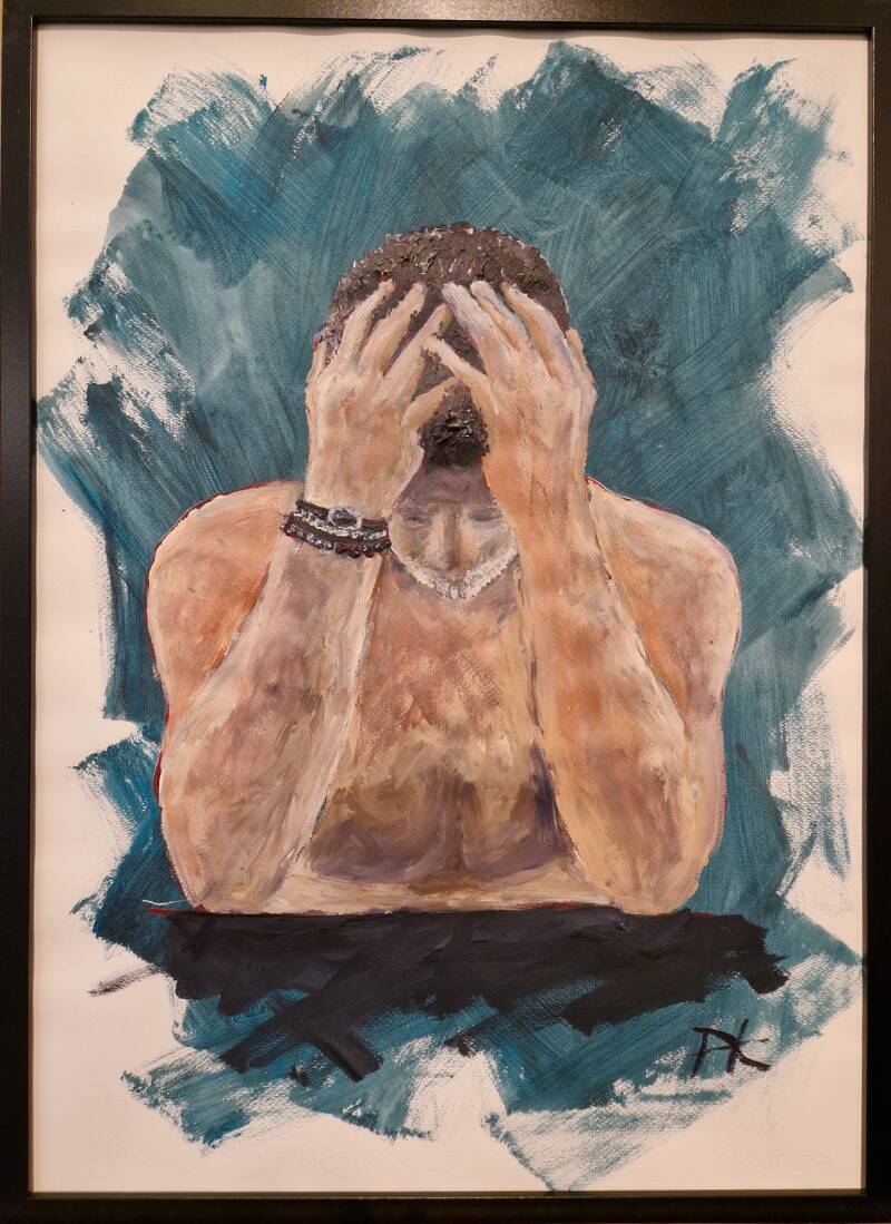 'consider m 2/2' acryl op papier 70*50