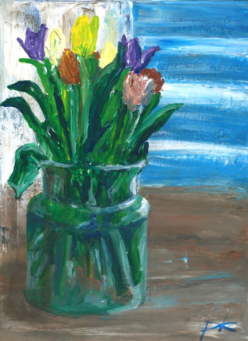 'verse tulpen' acryl op canvas 30*40