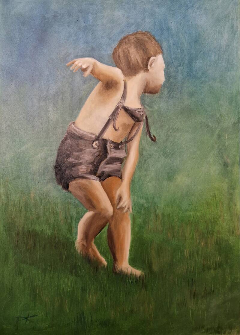 'dancing kid 1-5' olie op canvas 70*50