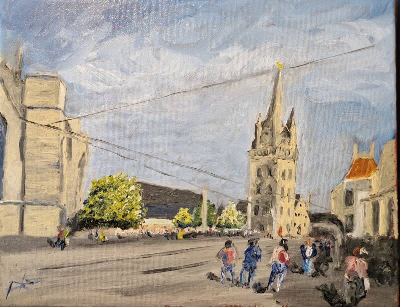 'Emile Braunplein Gent' olie op canvas 24*30