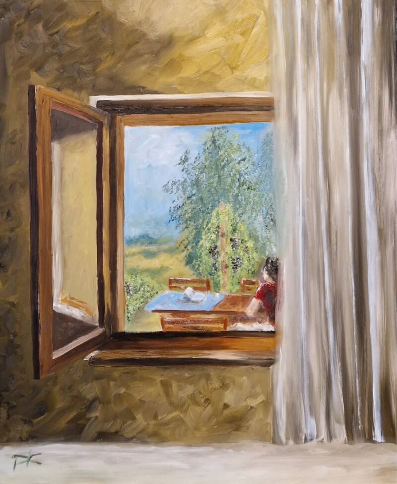 'a view as beautifil as a painting 1-2' olie op paneel 60*50