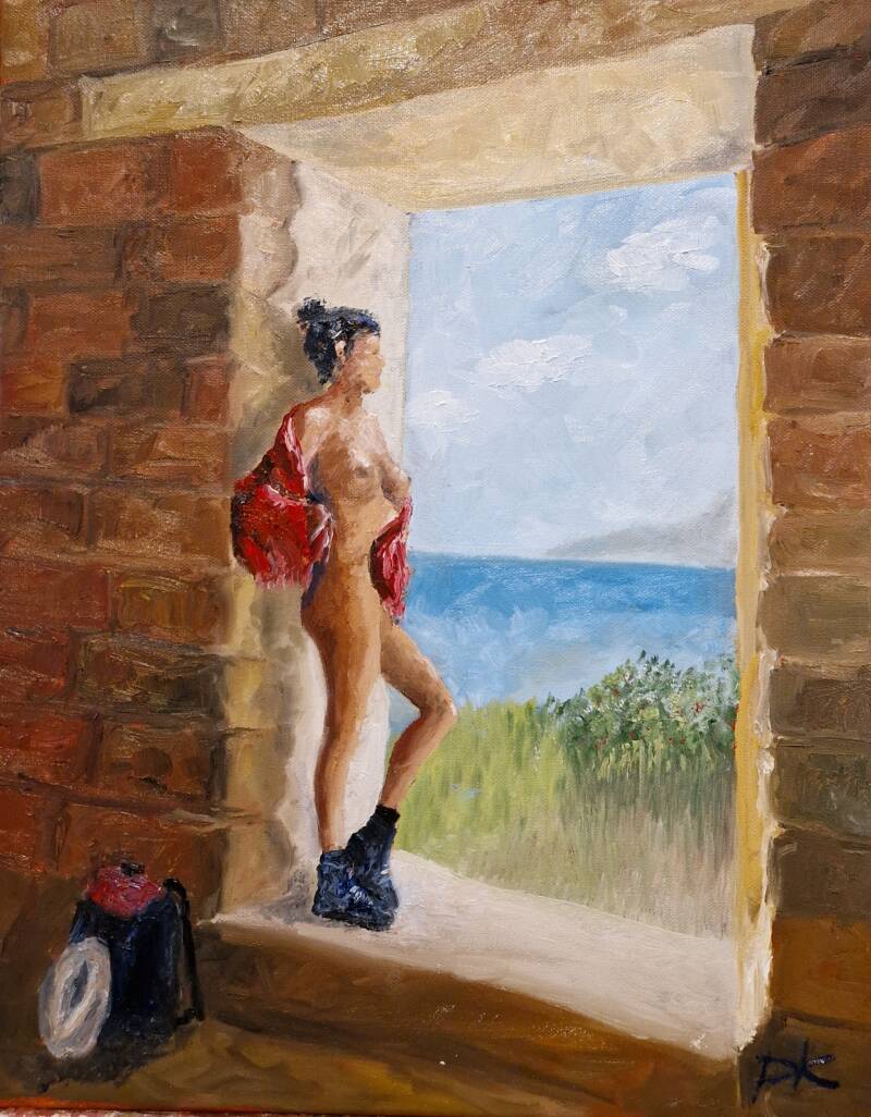 'a view as beautiful as a painting' olie op canvas 50*40