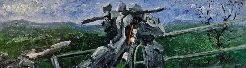 'bike ride to Rome' acryl op paneel 35*10
