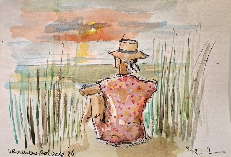 'oost-Kapelle' aquarel op papier 20*14