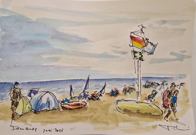 'Domburg' aquarel op papier 20*14