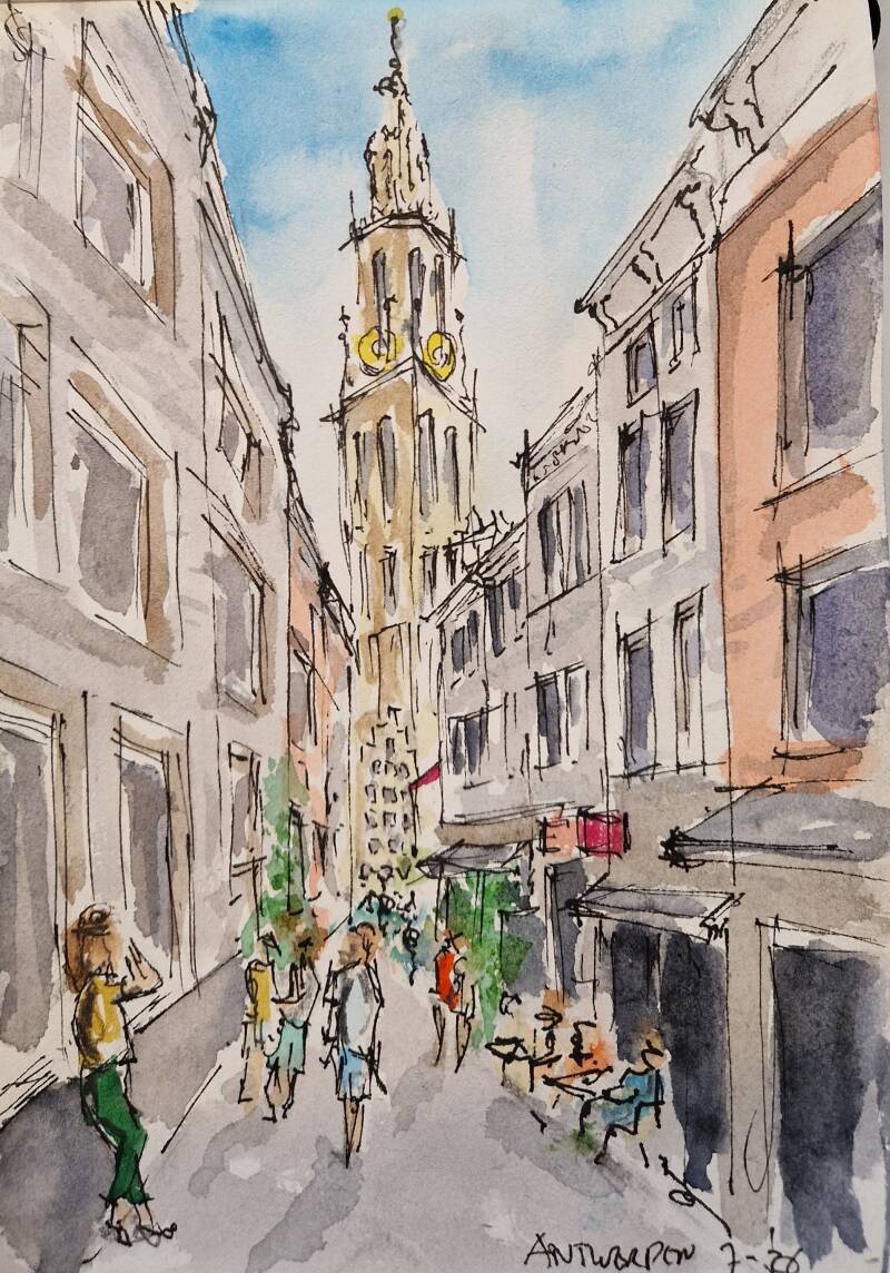 'Antwerpen'  aquarel op papier 20*14