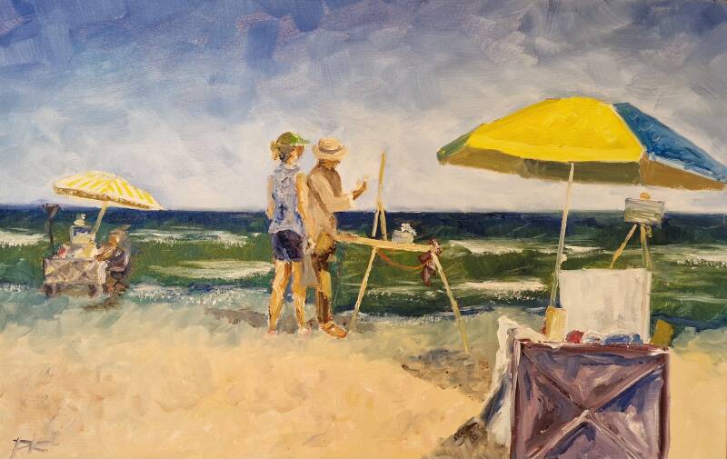 'masterclass en plein air -Domburg-' olie op canvas 60*40