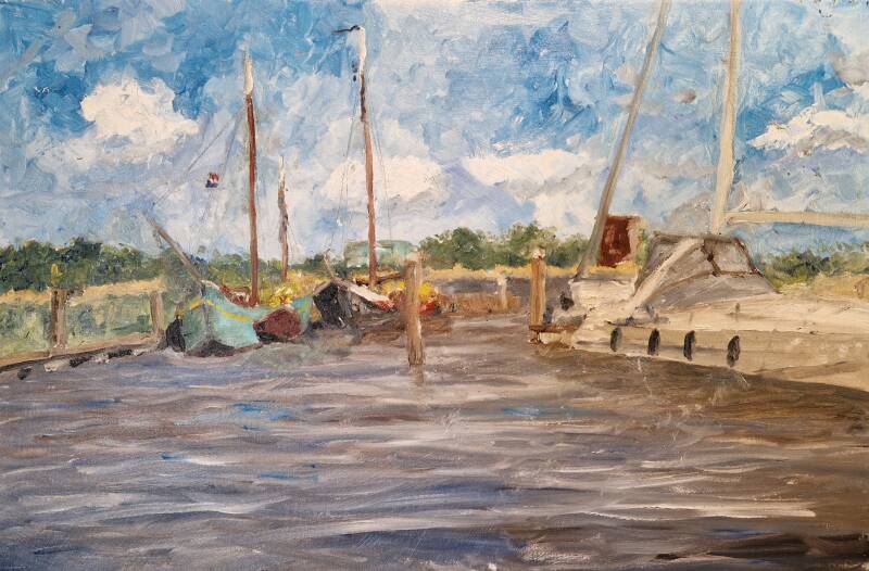 'marina Stellendam (en plein air)' olie op canvas 60*40