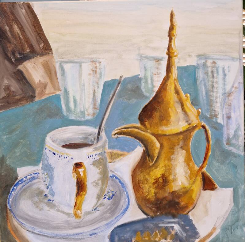 koffie - een cultuur van genieten 1 - olie op canvas - 50*50