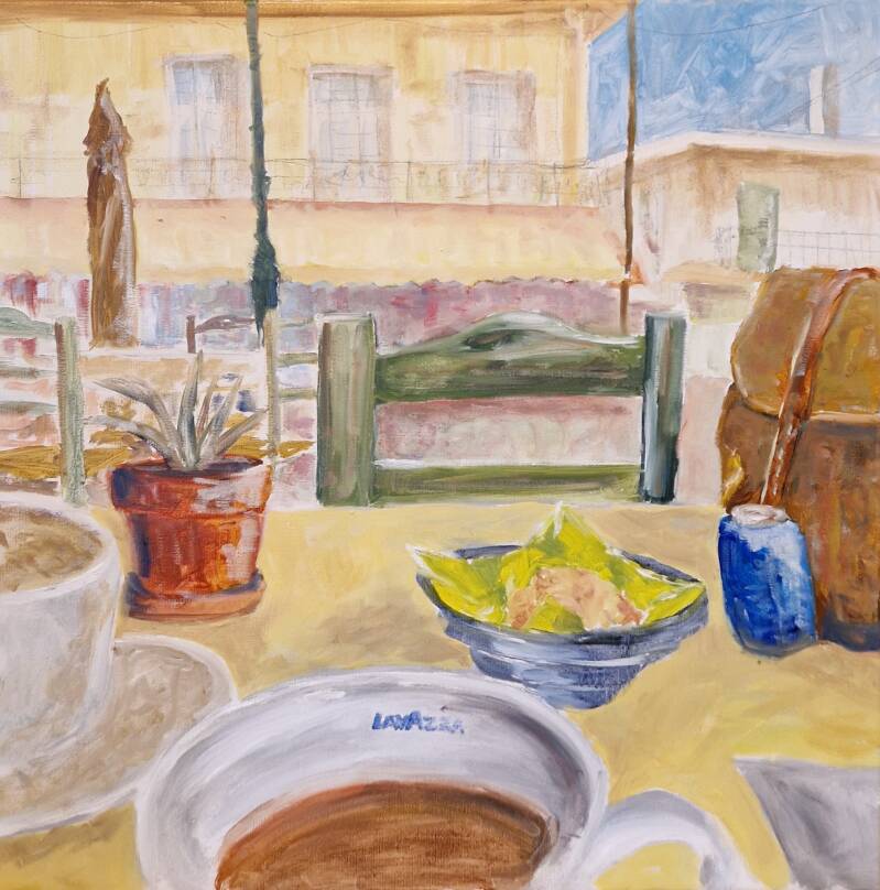 koffie - een cultuur van genieten 3- olie op canvas - 50*50