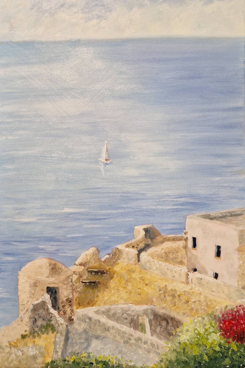 'Vista sul Mar Mediterraneo (Castelsardo)' - olie op canvas  - 60*40