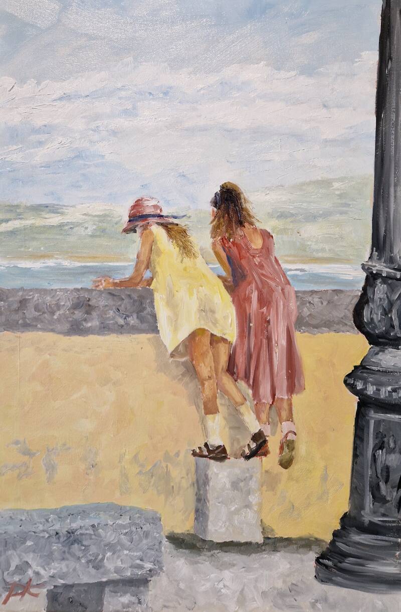 Two girls – Castelsardo, Sardegna - olie op canvas 60x40