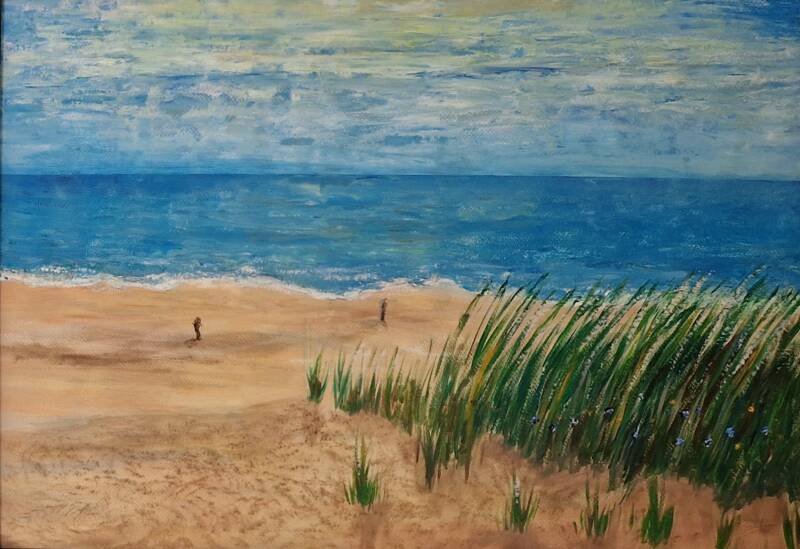 'duinovergang 1-2 R' acryl op papier 50*70
